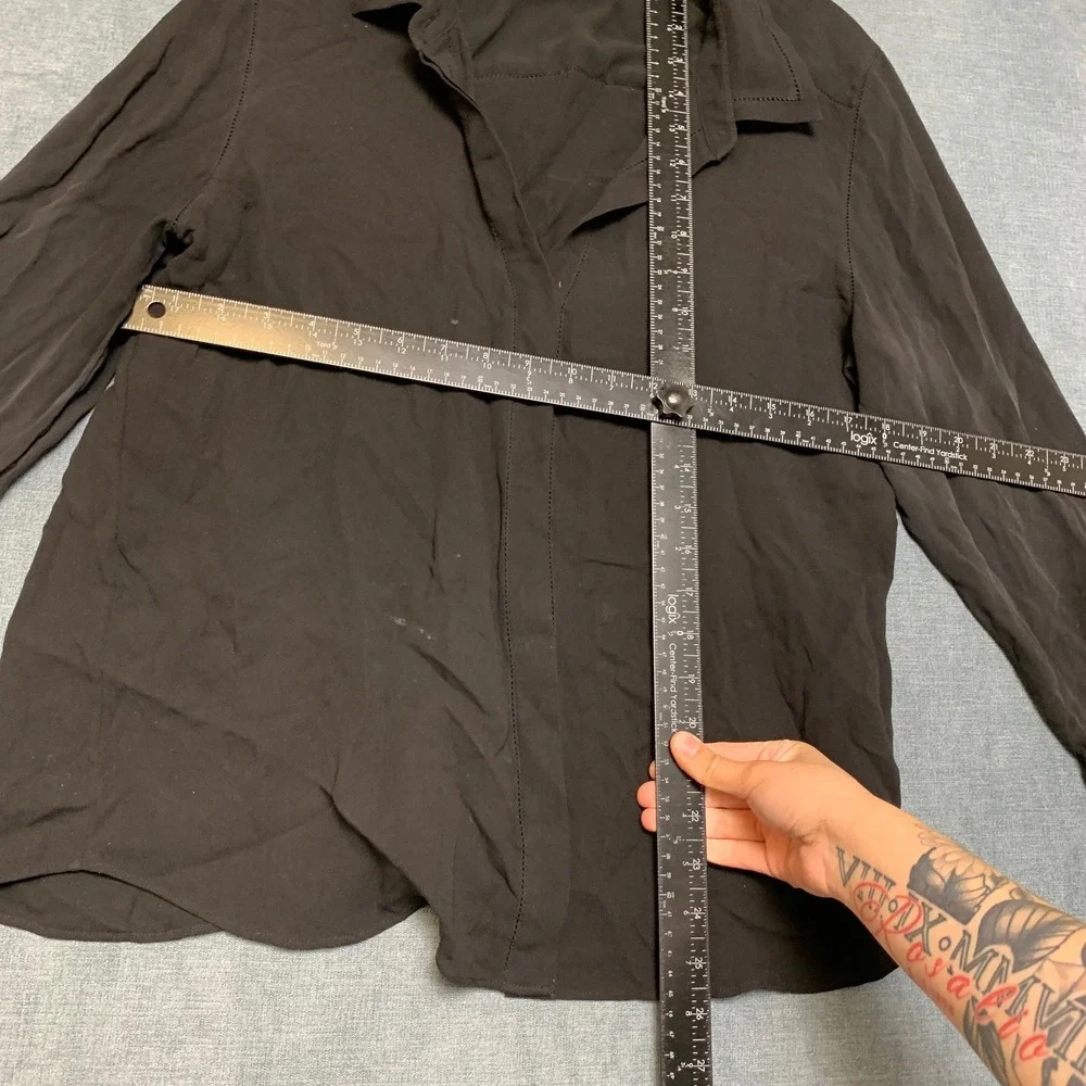 Lafayette 148 Shirt Womens Black Long Sleeve Collared Classic Button Front - Picture 10 of 16